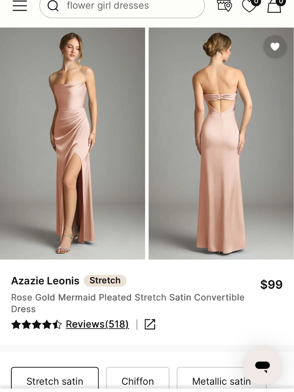 AZAZIE Leonis Dress Rose Gold Sz6 BNWT